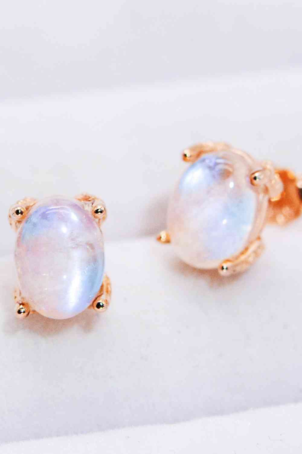 Natural Moonstone 4-Prong Stud Earrings