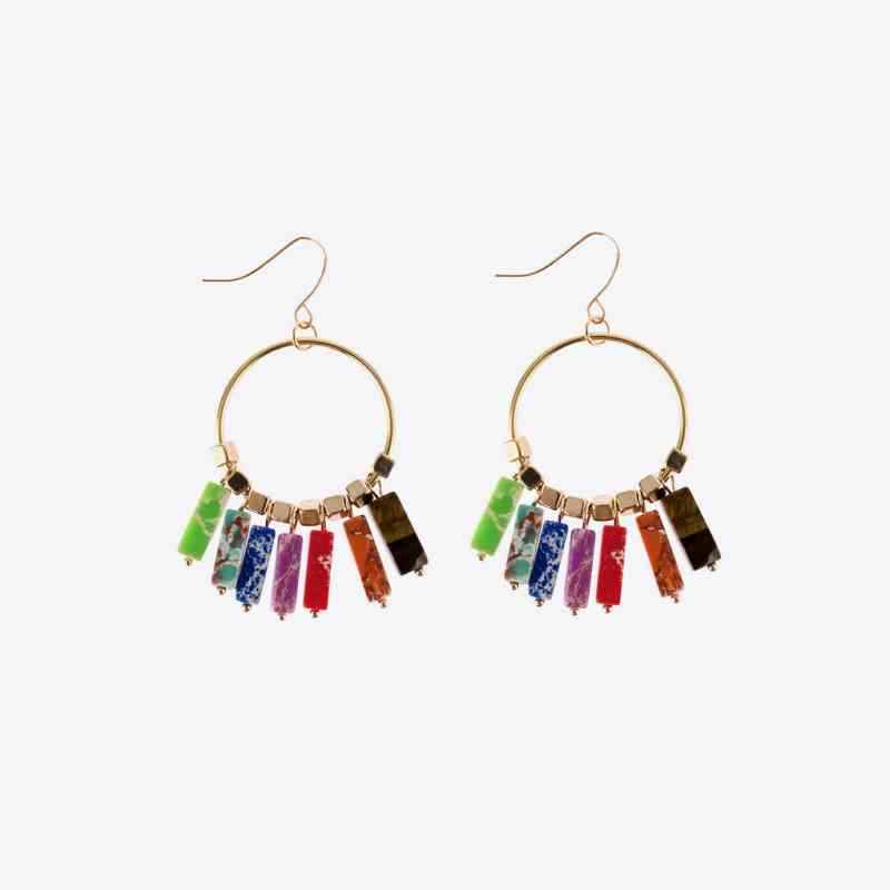 Boucles d'oreilles pendantes en pierre multicolore