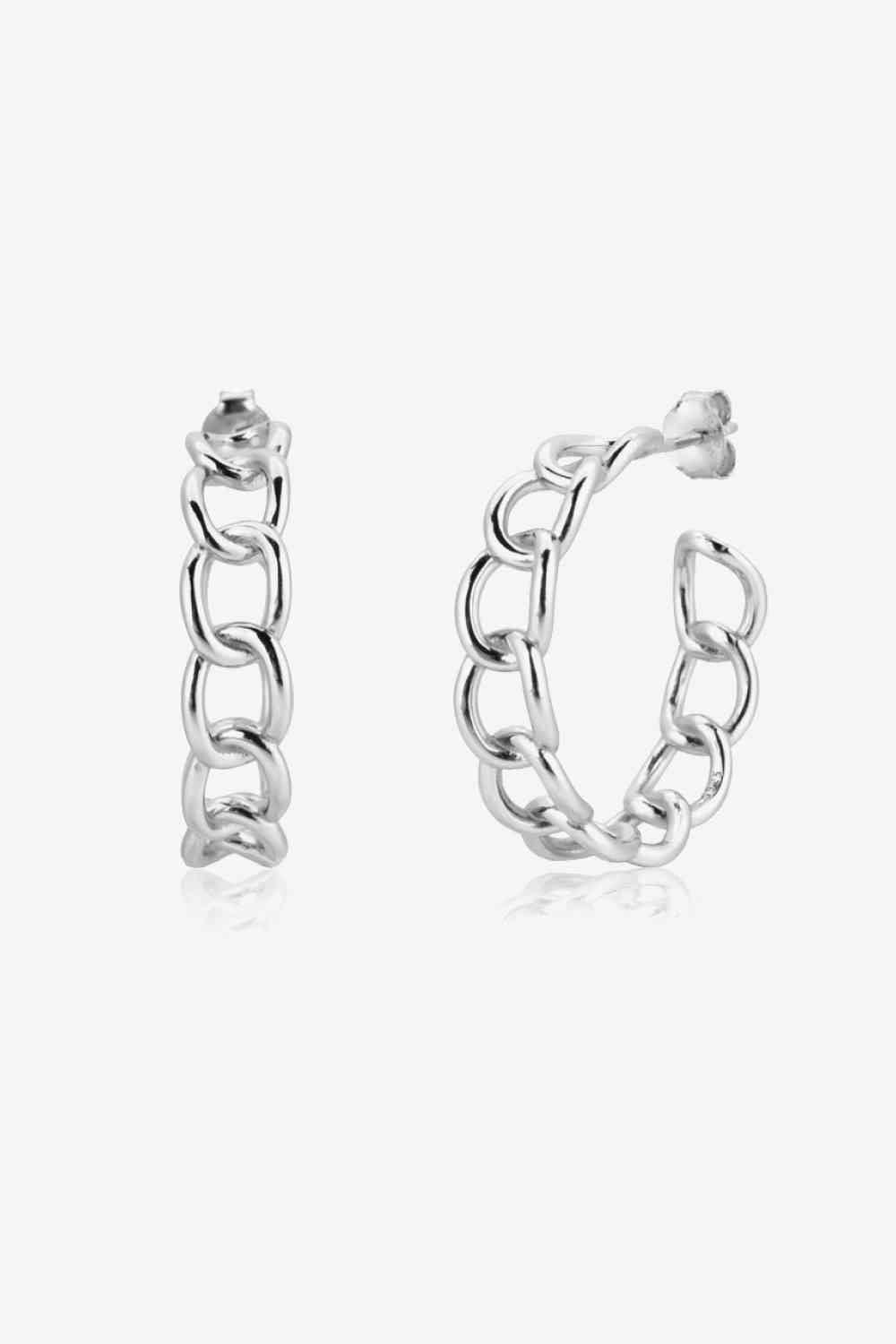 Boucles d'oreilles chaîne C-Hoop en argent sterling 925