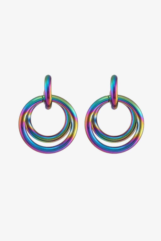 Boucles d'oreilles doubles créoles multicolores