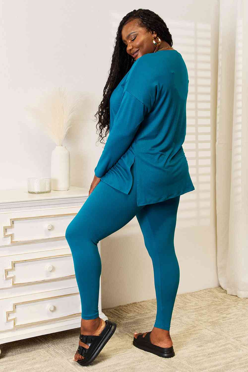 Zenana Lazy Days Ensemble haut à manches longues et leggings pleine taille