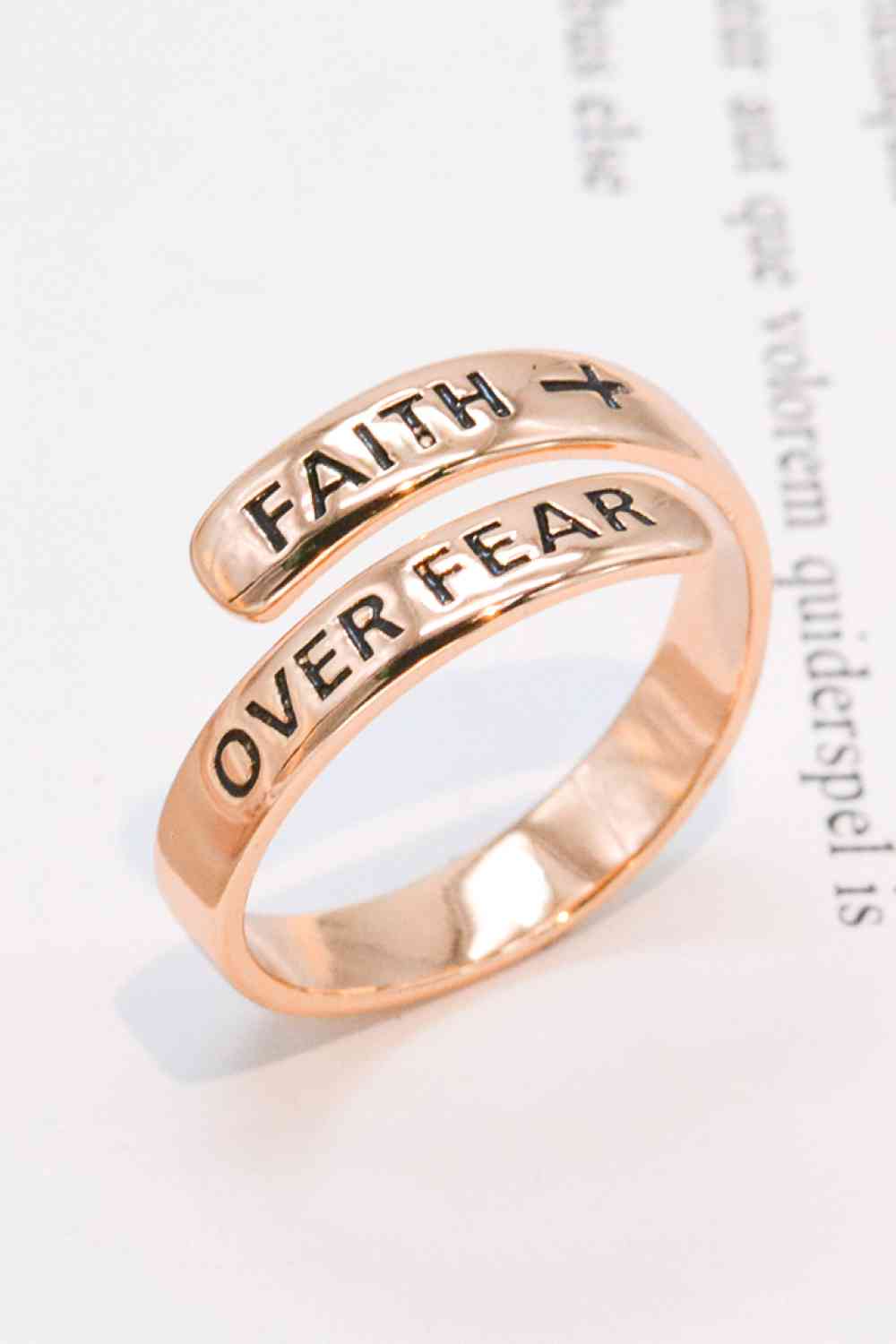 Bague de contournement FAITH OVER FEAR en argent sterling 925