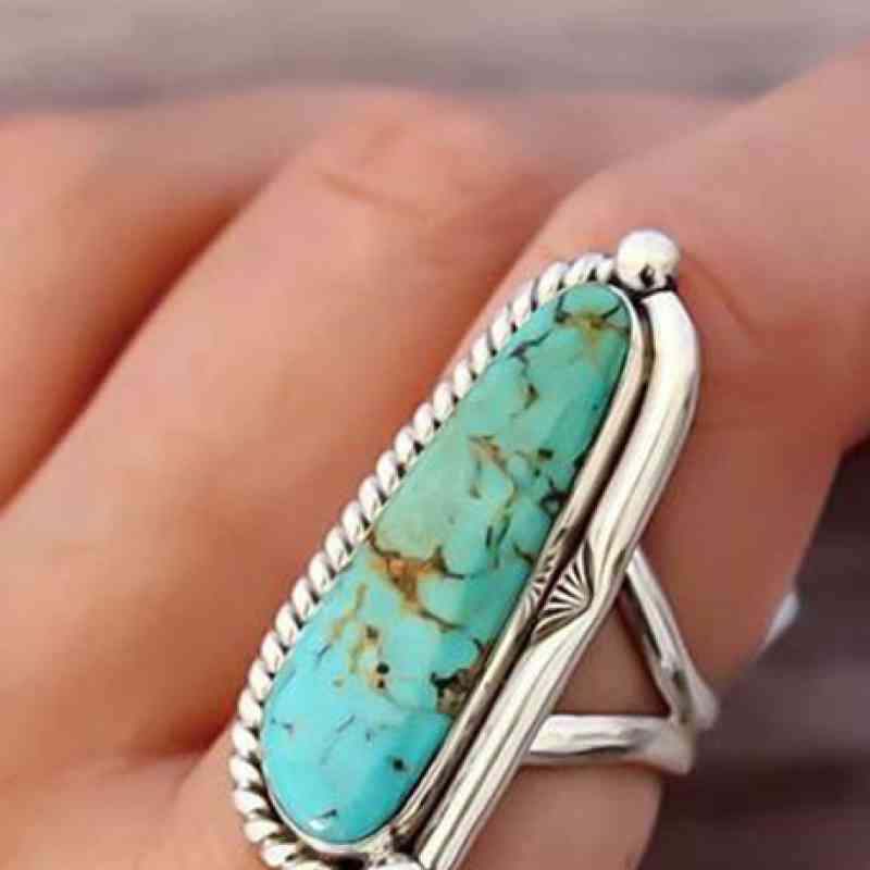 Bague en alliage turquoise artificielle