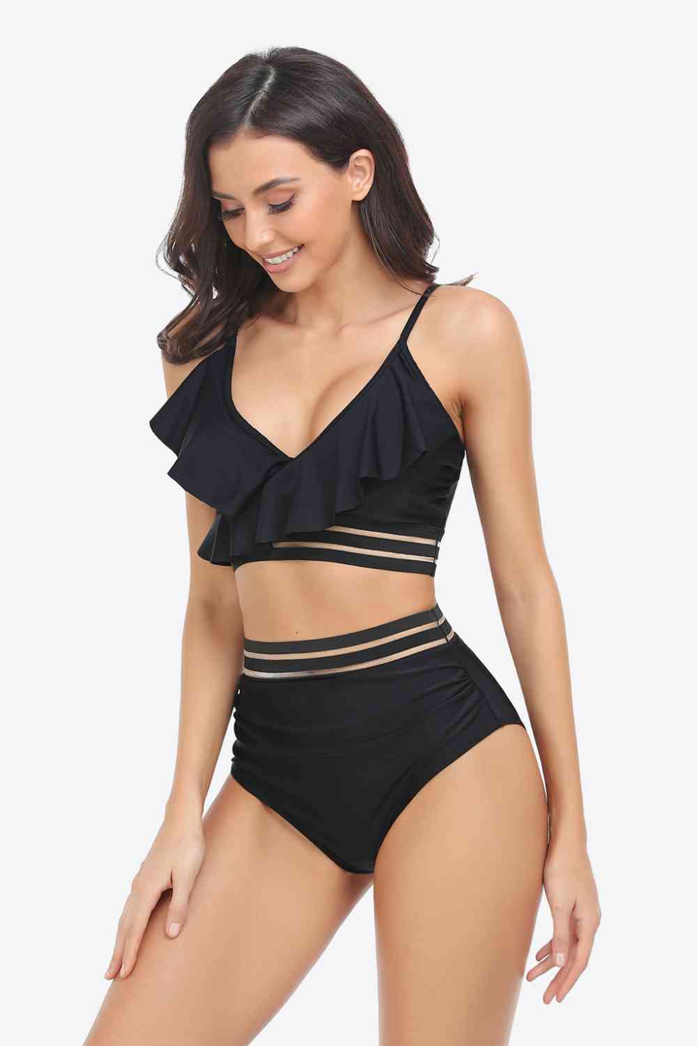 Ensemble de bikini plongeant à volants