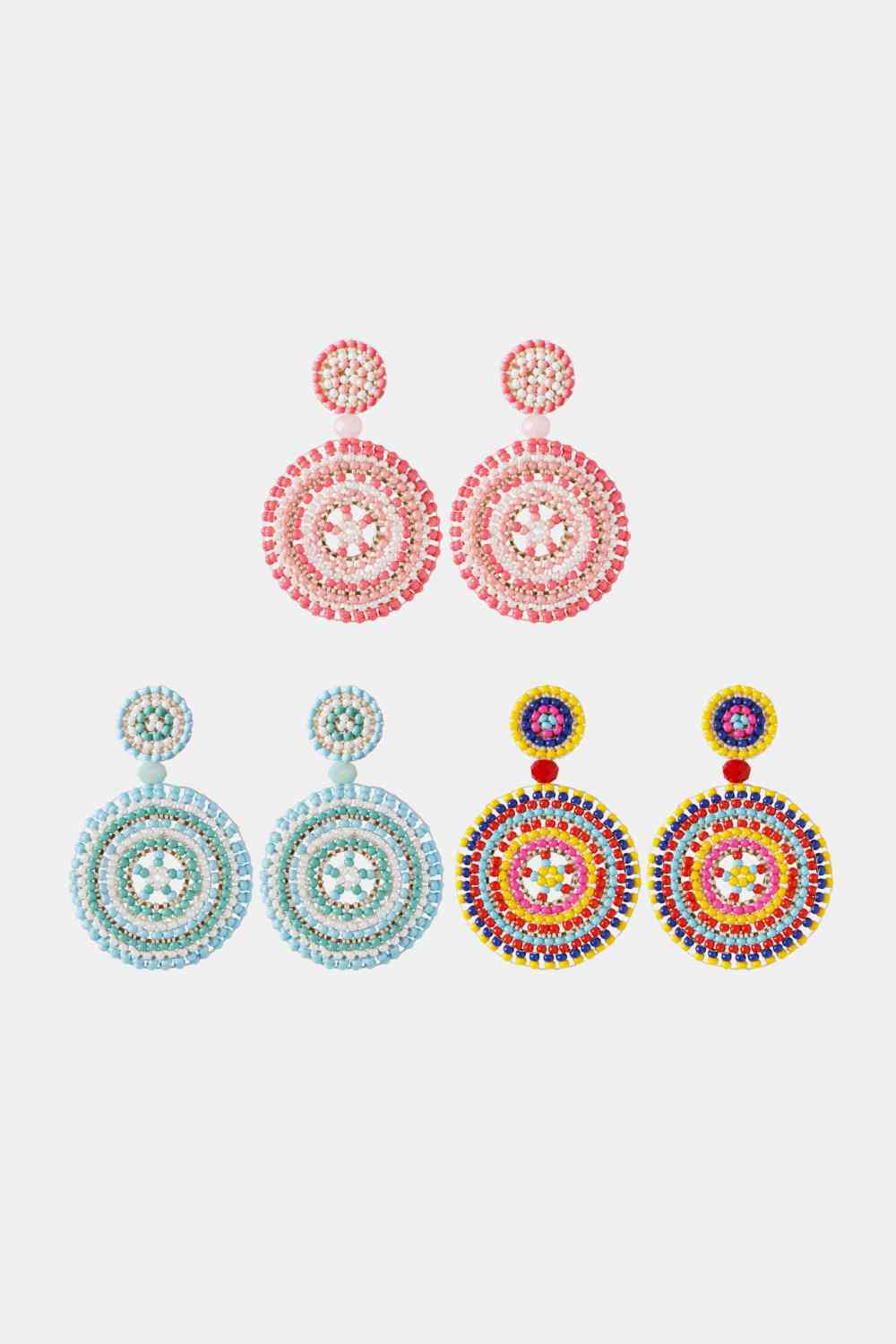 Pendientes colgantes de forma redonda estilo boho con cuentas