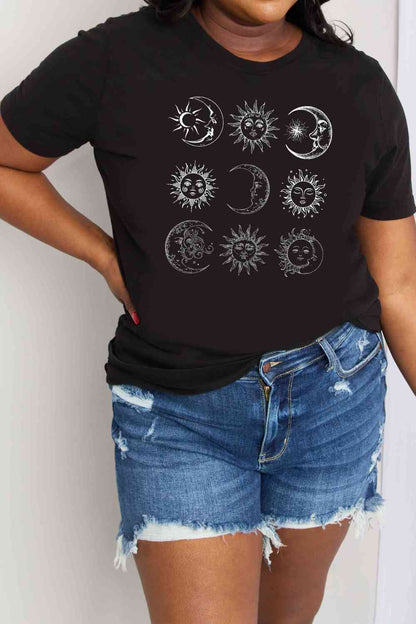 Simply Love Simply Love T-shirt en coton avec motif soleil et lune pleine grandeur