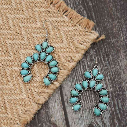 Boucles d'oreilles pendantes turquoise artificielles