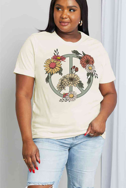 T-shirt en coton à motif floral pleine grandeur Simply Love