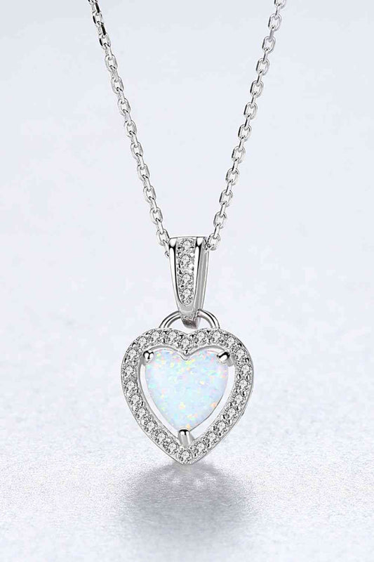 Collier avec pendentif coeur opale en argent sterling 925