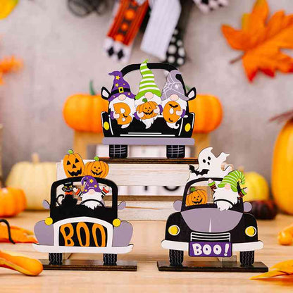 Adornos en forma de coche con elementos de Halloween de 3 piezas