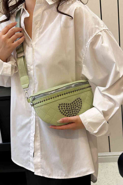 Sac à bandoulière en cuir PU clouté avec petit sac à main