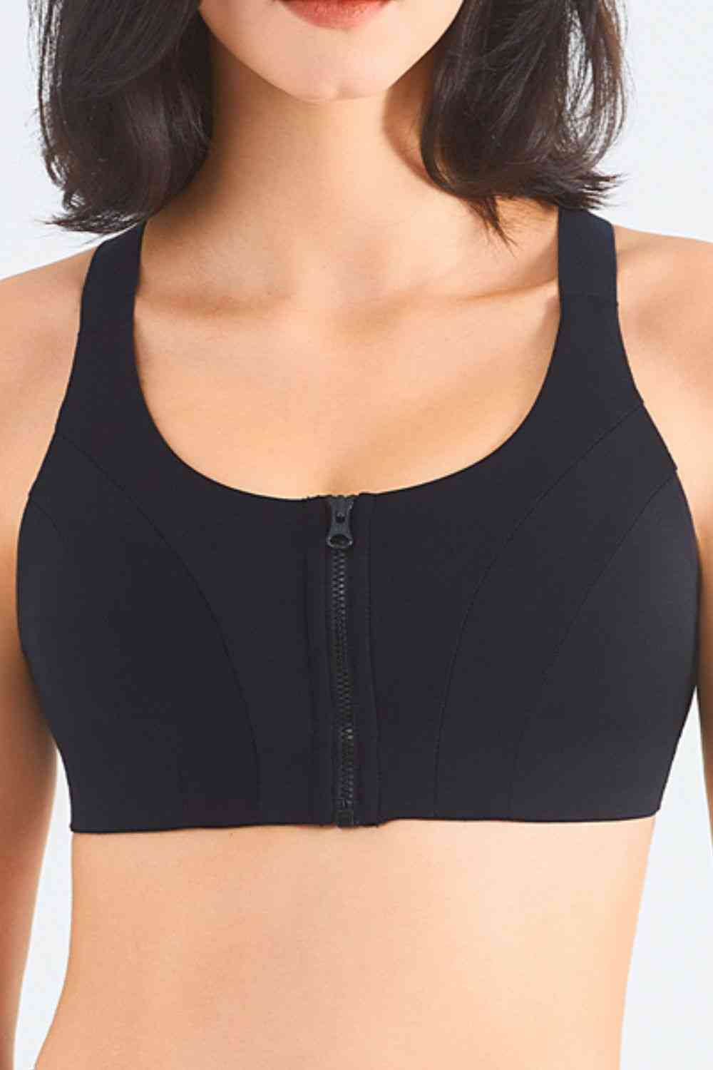 Soutien-gorge de sport zippé à dos nageur