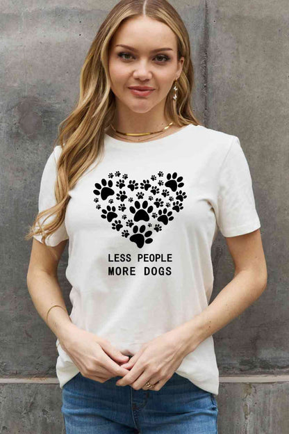 Simply Love Simply Love Taille réelle LESS PEOPLE MORE DOGS T-shirt en coton avec motif cœur