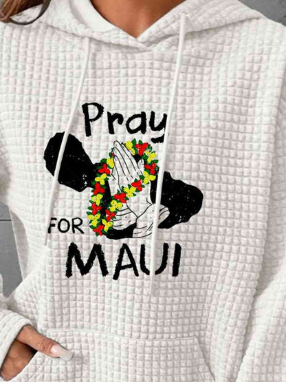 Sudadera con capucha y cordón gráfico PRAY FOR MAUI de tamaño completo