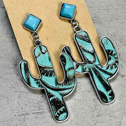 Boucles d'oreilles cactus turquoise