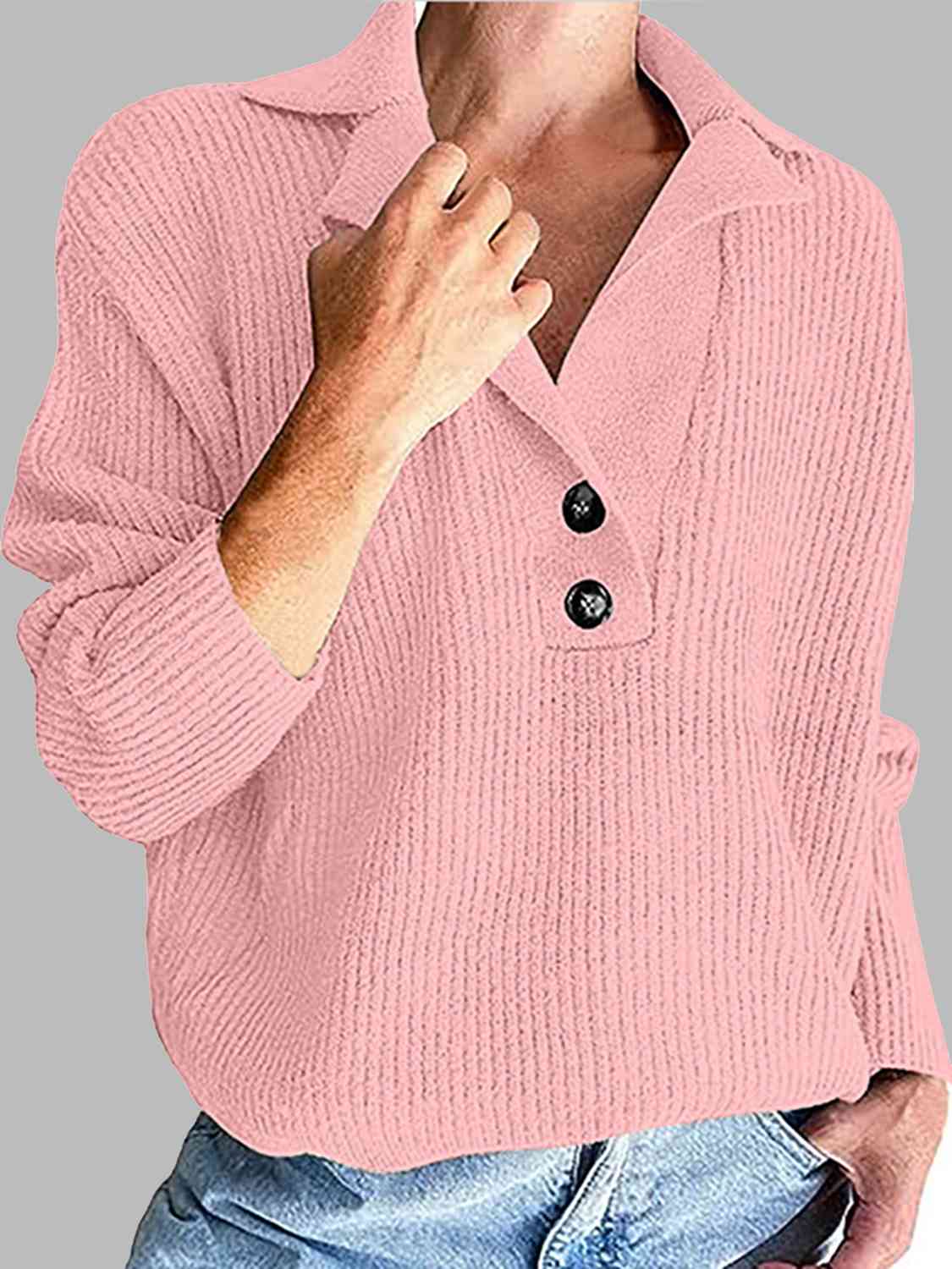 Haut en tricot demi-boutonné à col col