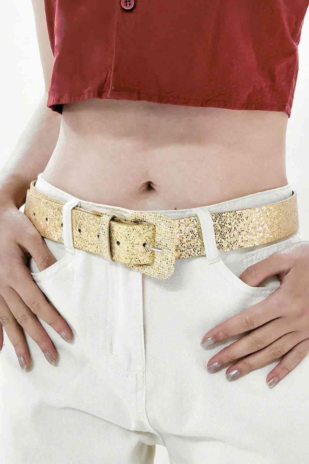 Ceinture en cuir PU pailleté