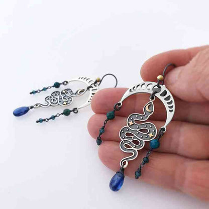 Boucles d'oreilles en alliage serpent et lune