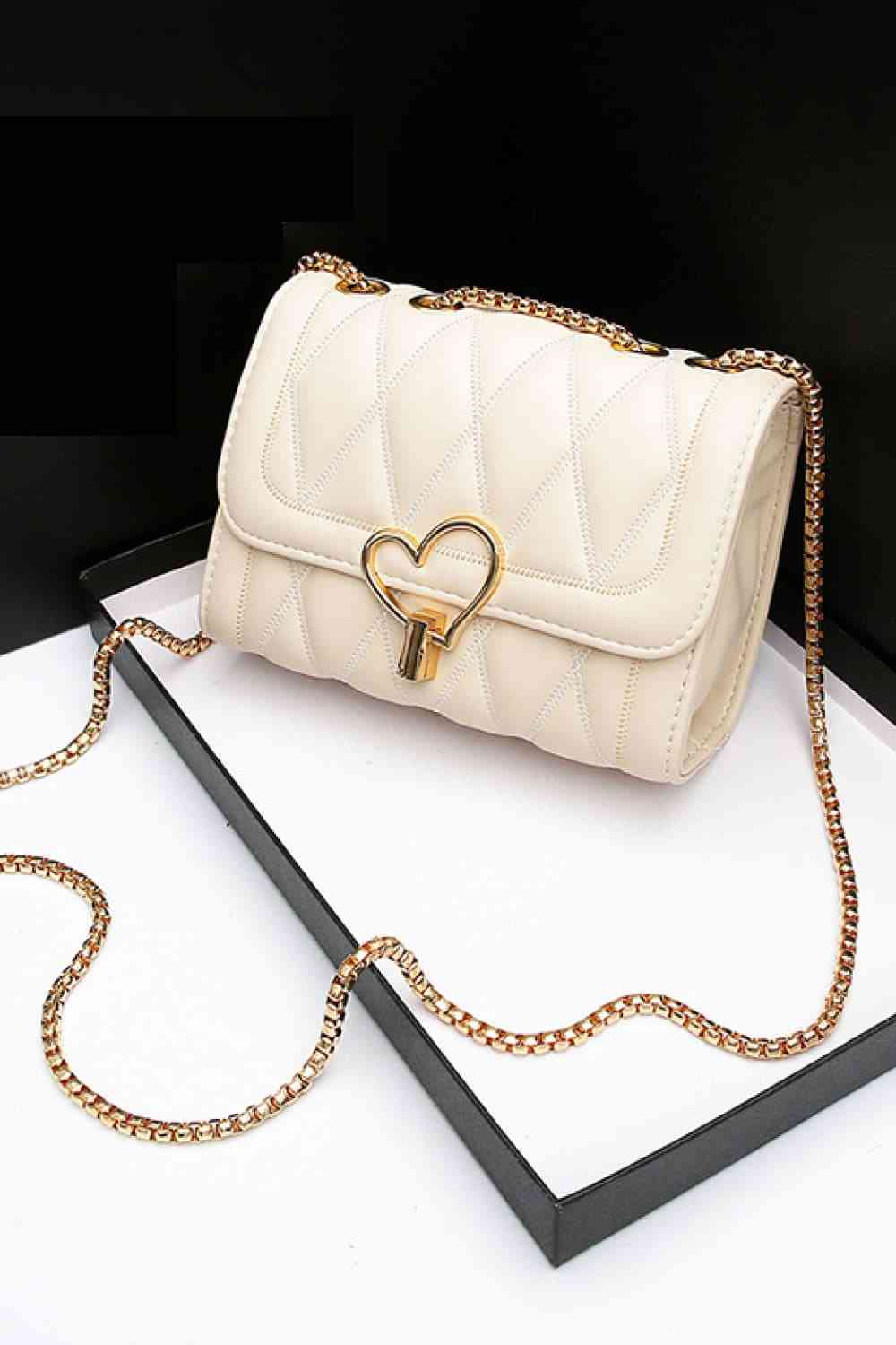 Heart Buckle PU Leather Crossbody Bag