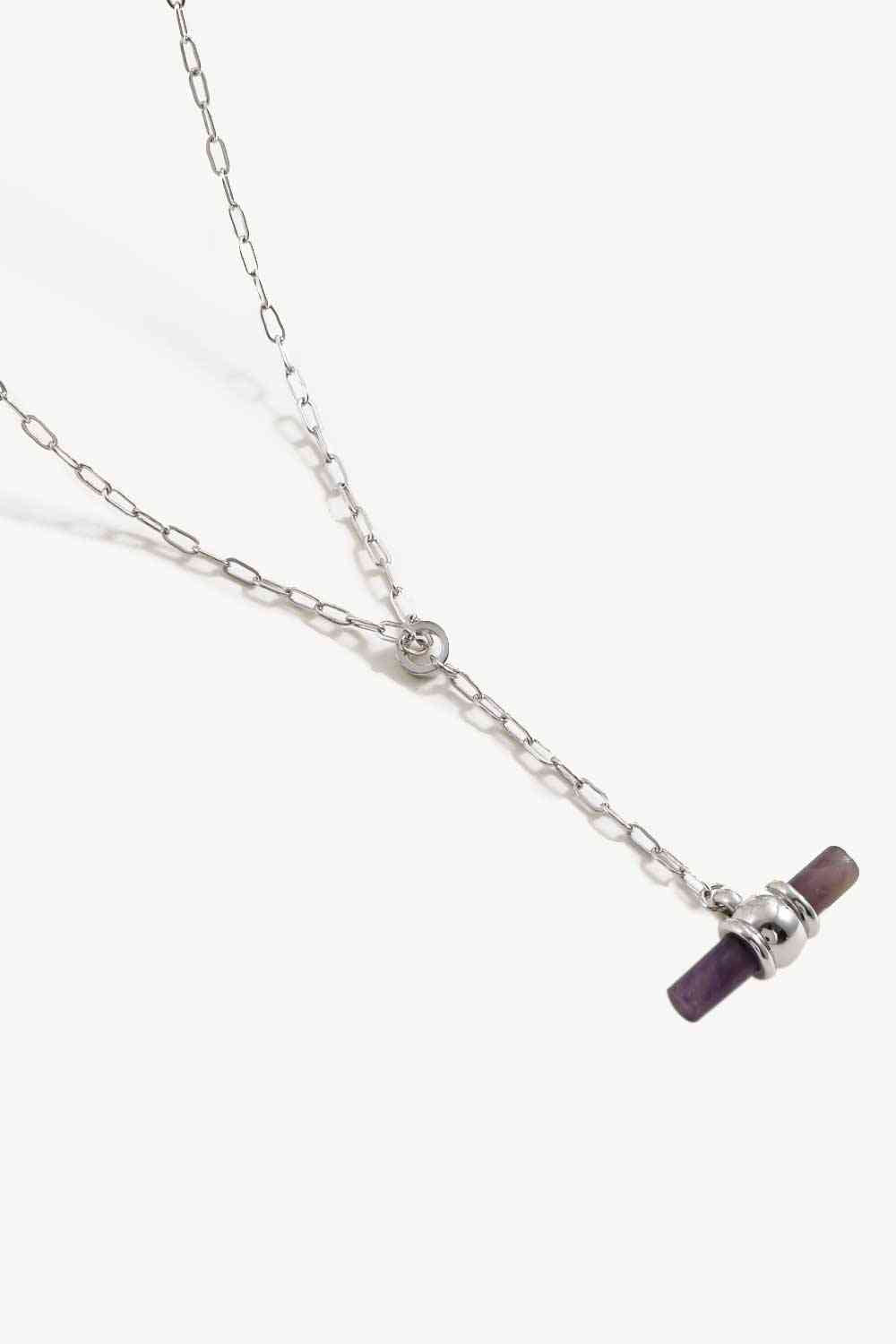 Collier chaîne OT avec pendentif barre plaqué or