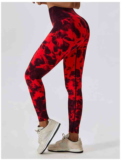 Leggings activos con cintura ancha y efecto teñido anudado