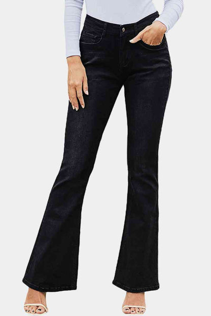 Jean skinny évasé taille haute