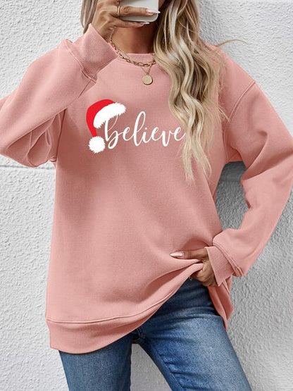 Sudadera de manga larga con gráfico BELIEVE