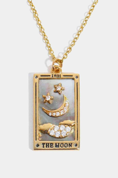 Collier en acier inoxydable avec pendentif carte de tarot