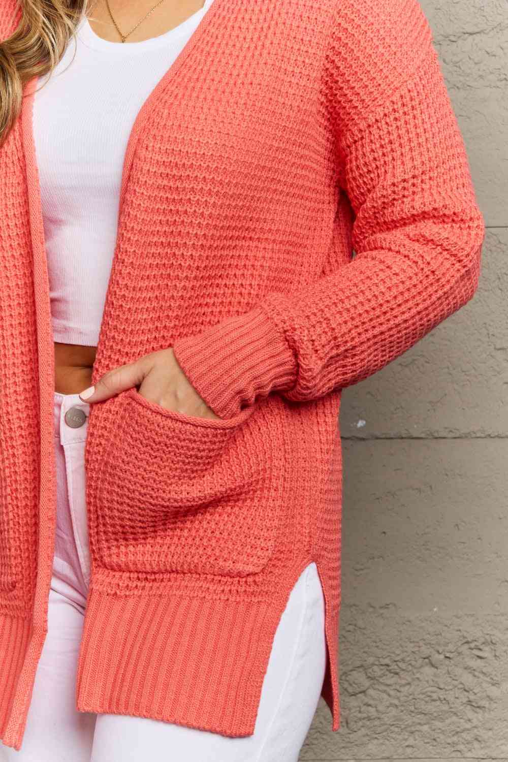 Zenana Bright &amp; Cosy Cardigan en tricot gaufré pleine taille