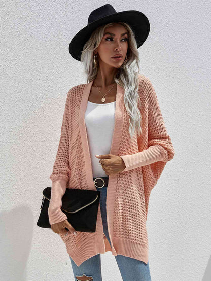 Cardigan ouvert sur le devant en tricot gaufré