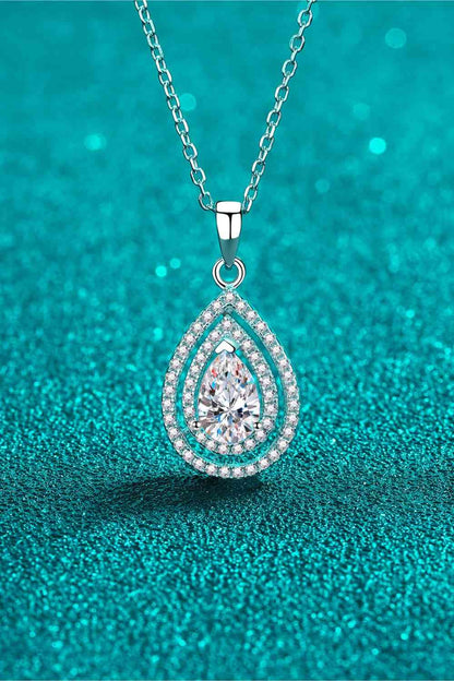 Collier pendentif en forme de larme Moissanite 1 Carat