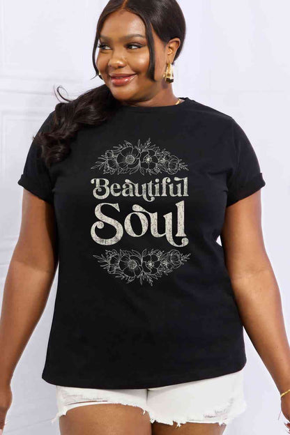 Simply Love T-shirt en coton graphique BEAUTIFUL SOUL pleine taille