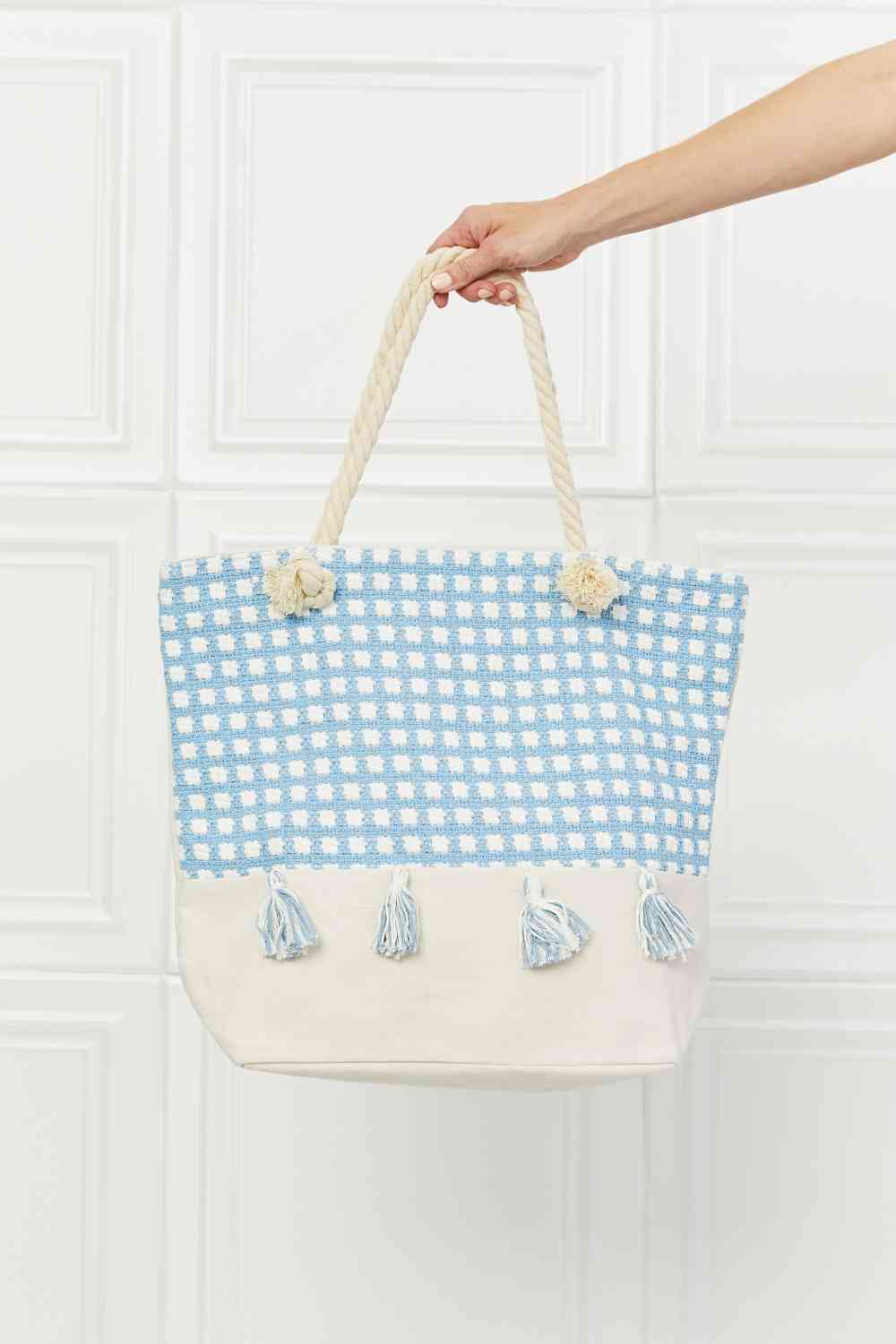 Bolso tote con borlas y fecha de picnic de Justin Taylor