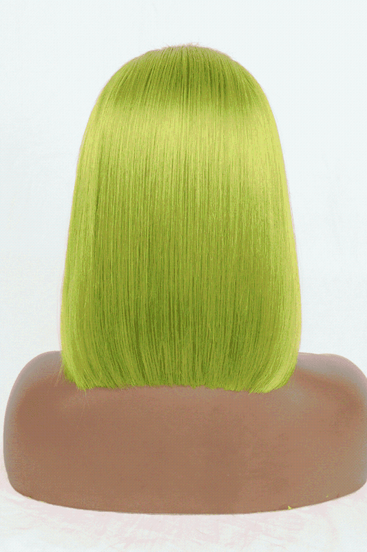Pelucas de cabello humano con frente de encaje de 12" y 140 g en color lima, densidad del 150 %