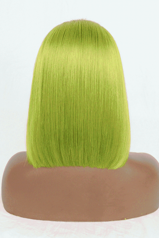 12" 140g Lace Front Wigs Cheveux Humains en Citron Vert Densité 150%