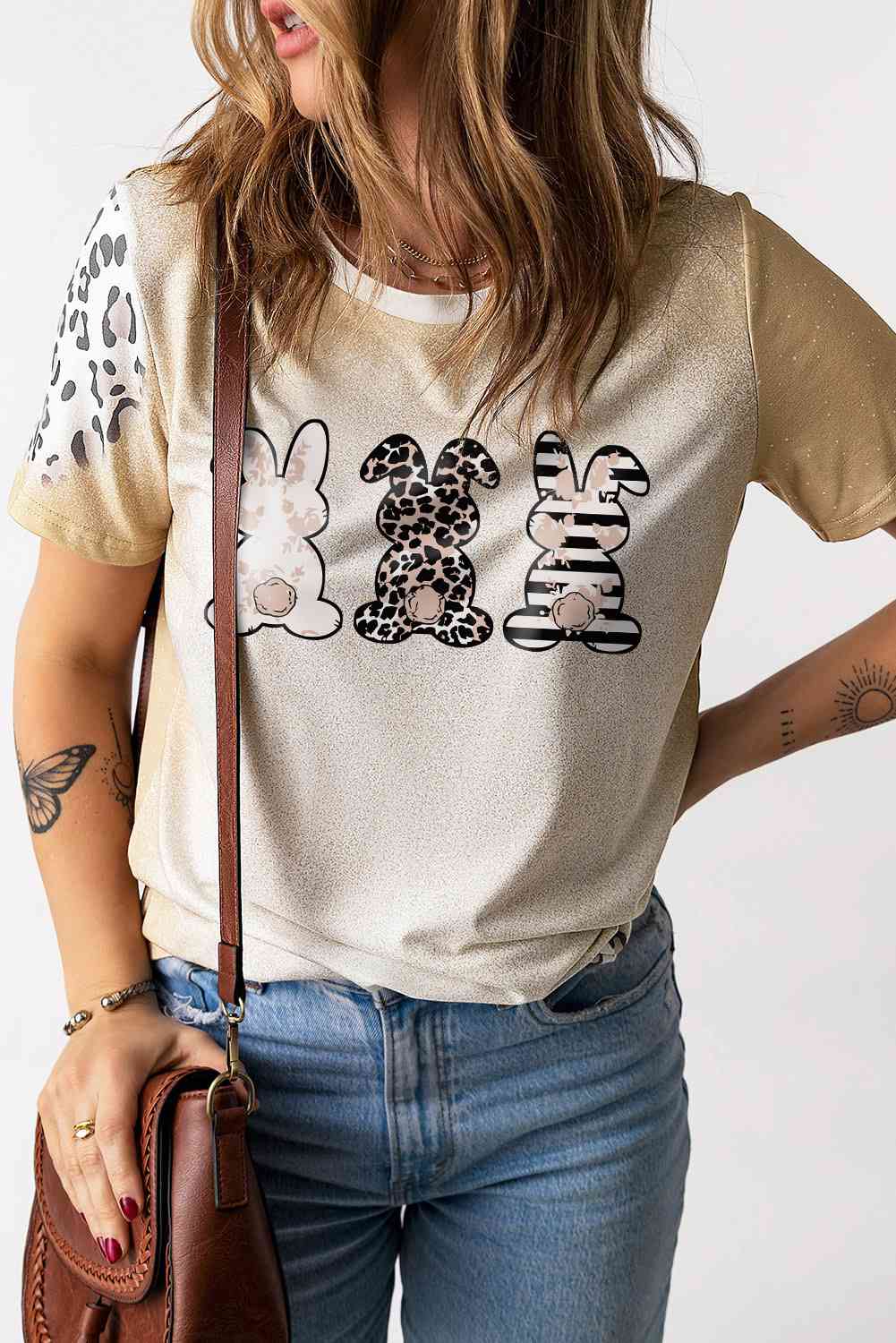 Lapin léopard de Pâques T-shirt graphique