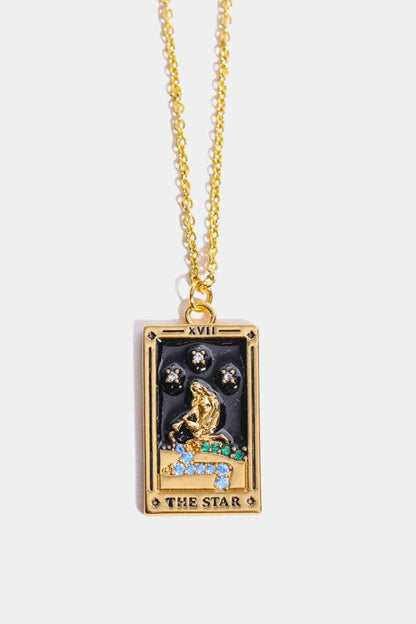 Collier en acier inoxydable avec pendentif carte de tarot