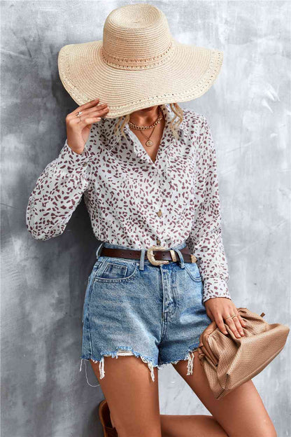 Printed Button Down Long Sleeve Shirt