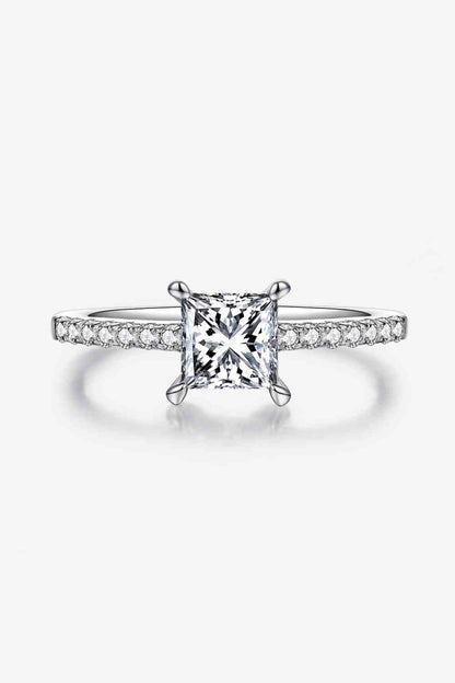 Bague en pierre latérale en argent sterling 925 moissanite 1,21 carat