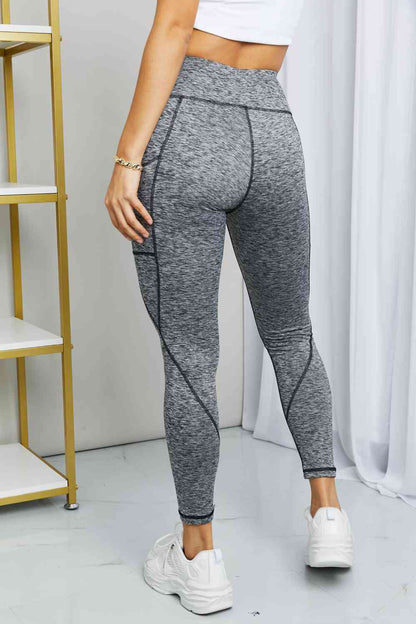 Rae Mode Legging de yoga chiné à large taille pleine taille