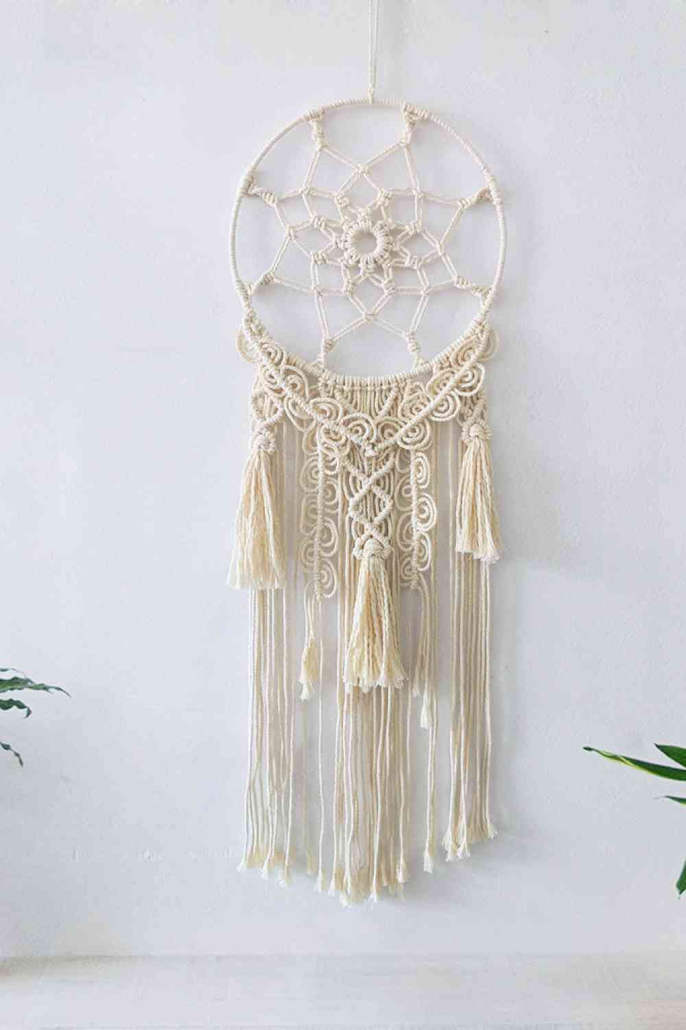 Decoración colgante de pared con flecos de macramé