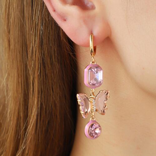 Pendientes con forma de corazón y mariposa de 3 piezas