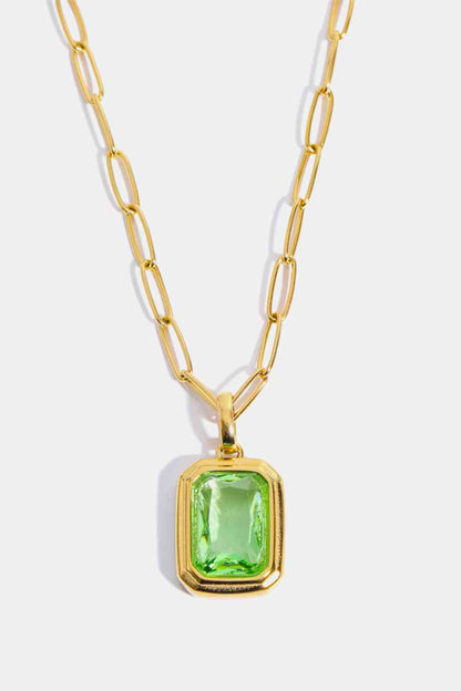 Collier à pendentif de forme géométrique plaqué or 18 carats avec zircon