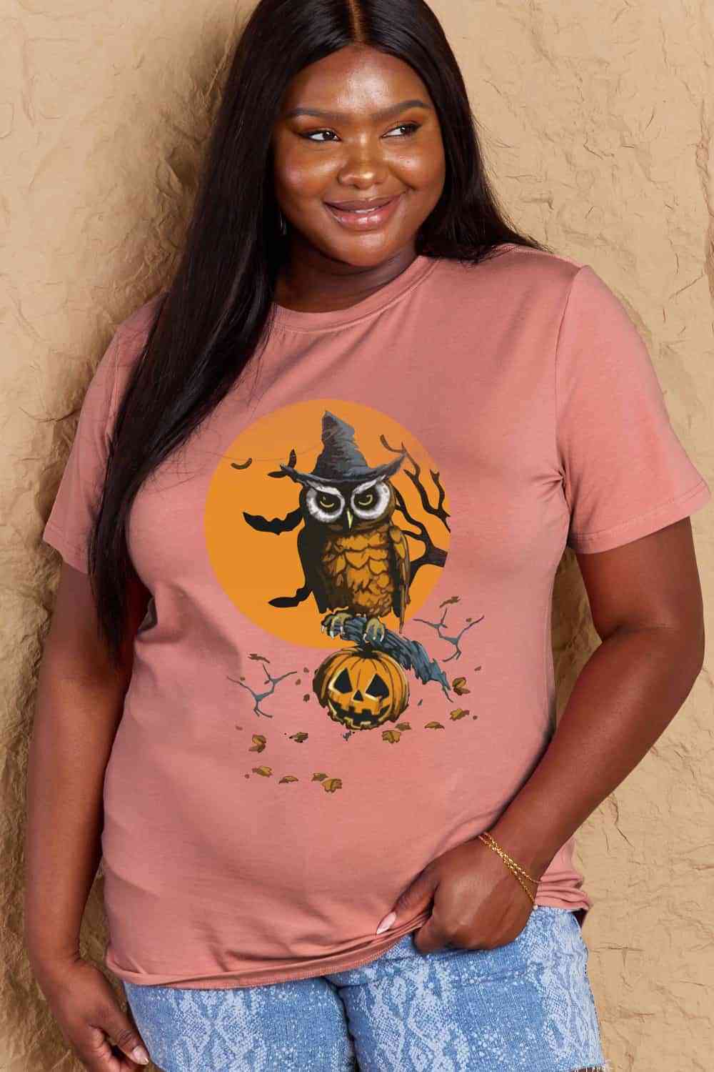 Camiseta de algodón con estampado de tema Holloween de tamaño completo de Simply Love