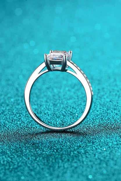 Bague Moissanite en argent sterling 925 avec pierre latérale