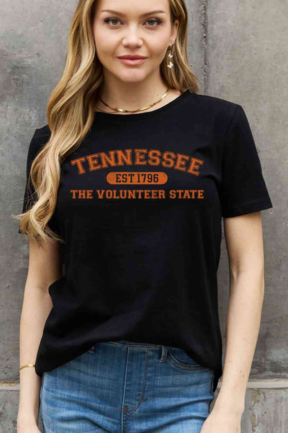 Simply Love Taille réelle TENNESSEE EST 1796 THE VOLUNTEER STATE T-shirt en coton graphique