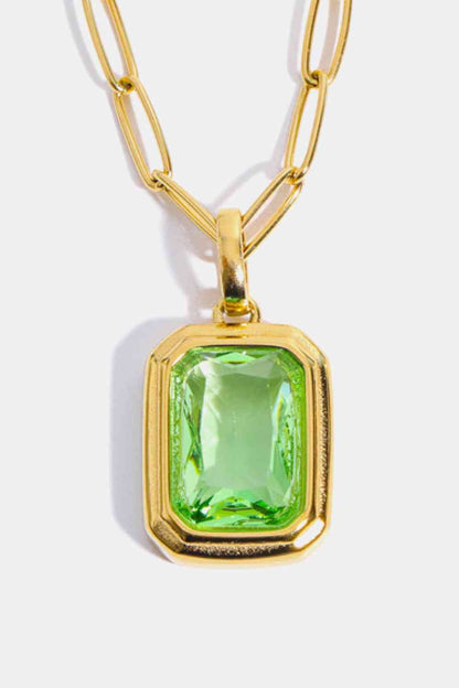 Collier à pendentif de forme géométrique plaqué or 18 carats avec zircon