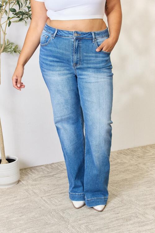 RISEN Jean droit taille haute pleine taille