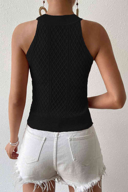 Round Neck Sleeveless Knit Top