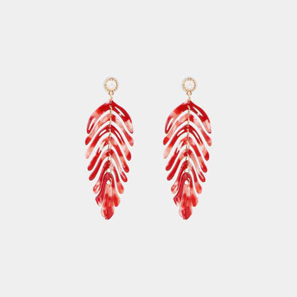 Boucles d'oreilles pendantes en forme de feuille